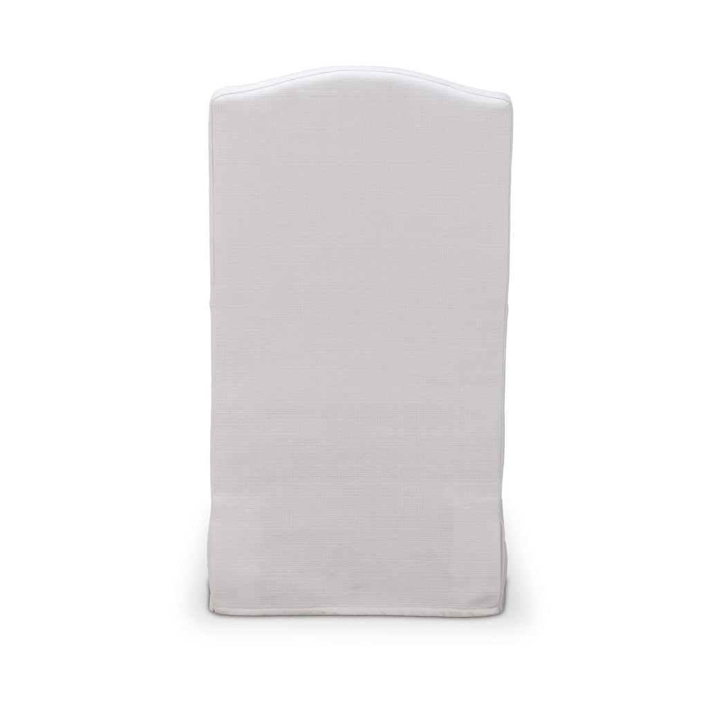White slipcovered dining chair rental