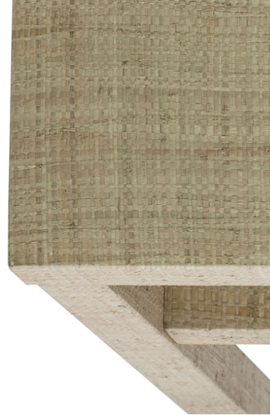 Raffia wrapped console table rental