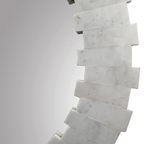 White marble Round mirror rental
