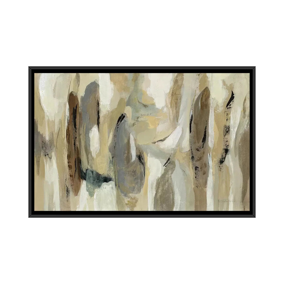 Neutral black framed art rental