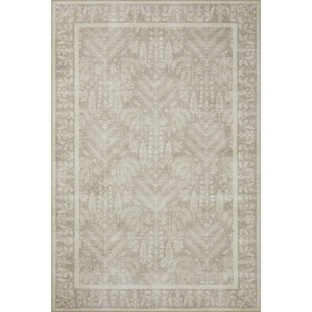 Neutral taupe patterned 5x7’6” rug rental