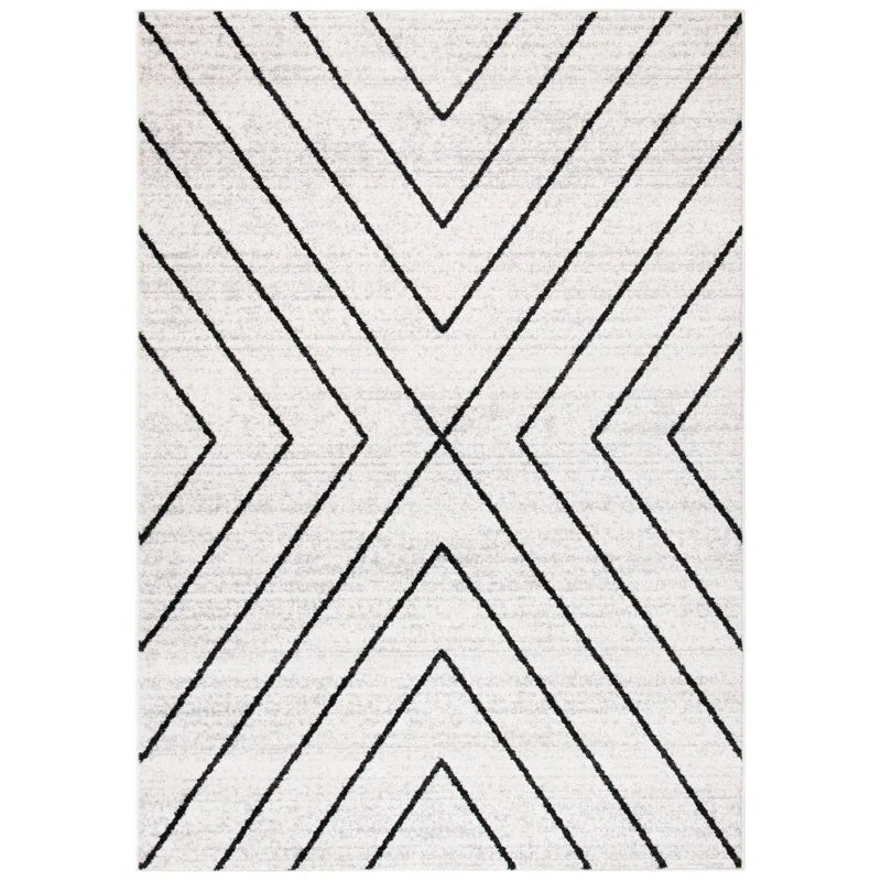 Geometric ivory grey 8x10’ rug rental