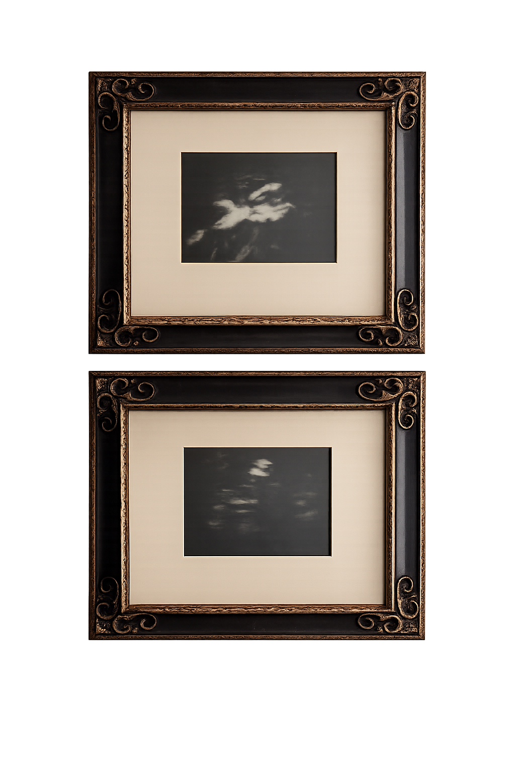 Set of 2 framed art under glass rental