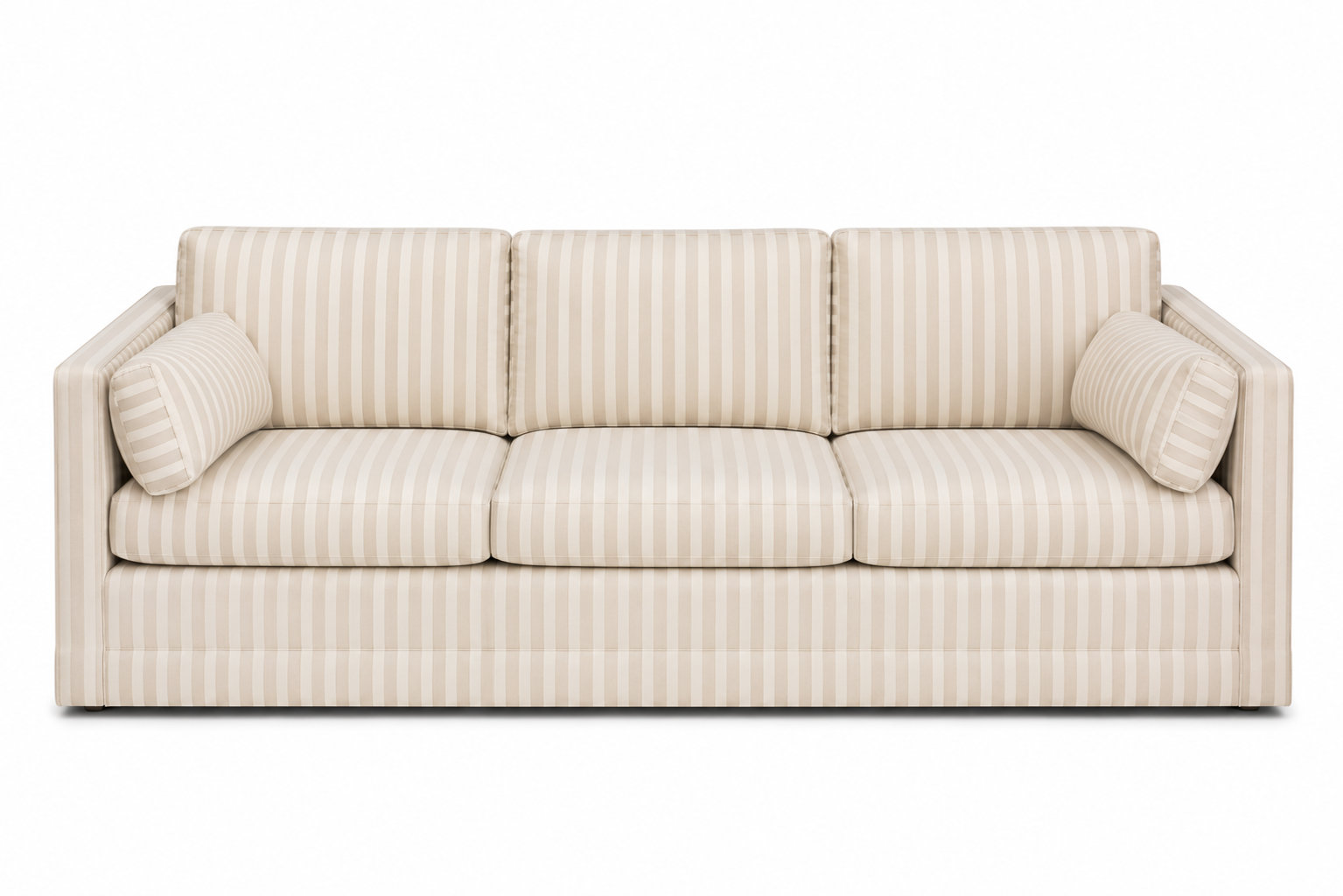 Neutral striped sofa rental