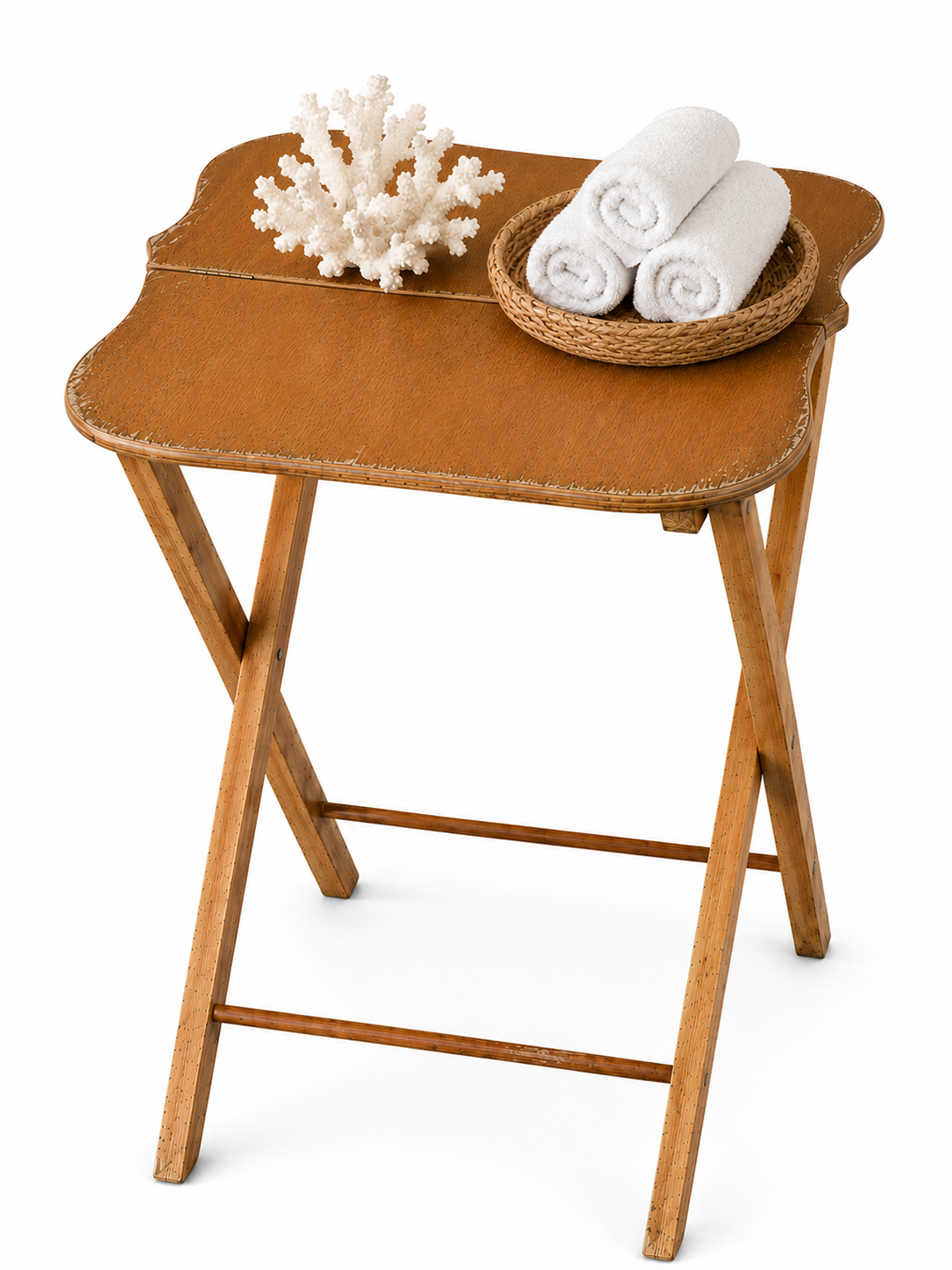 Antique small wooden side table rental