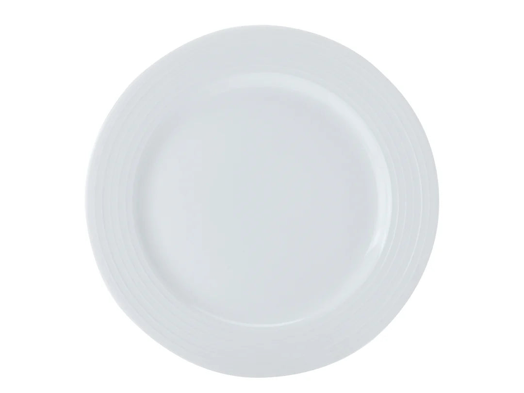 White ribbed Dinner plate rental (set of 6)