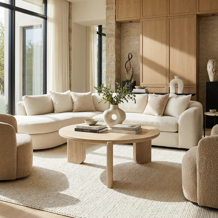 Round wooden coffee table rental
