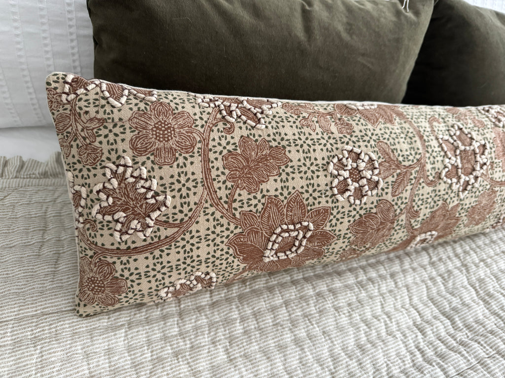 Rosa floral long pillow rental