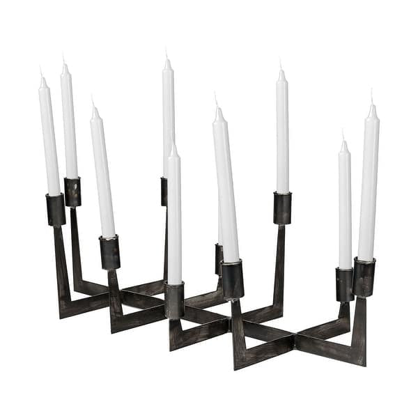 Black iron candelabra centrepiece rental