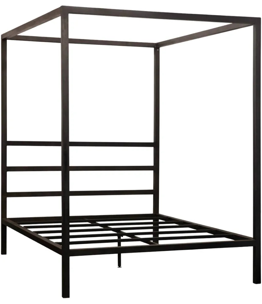 Black iron king canopy bed rental