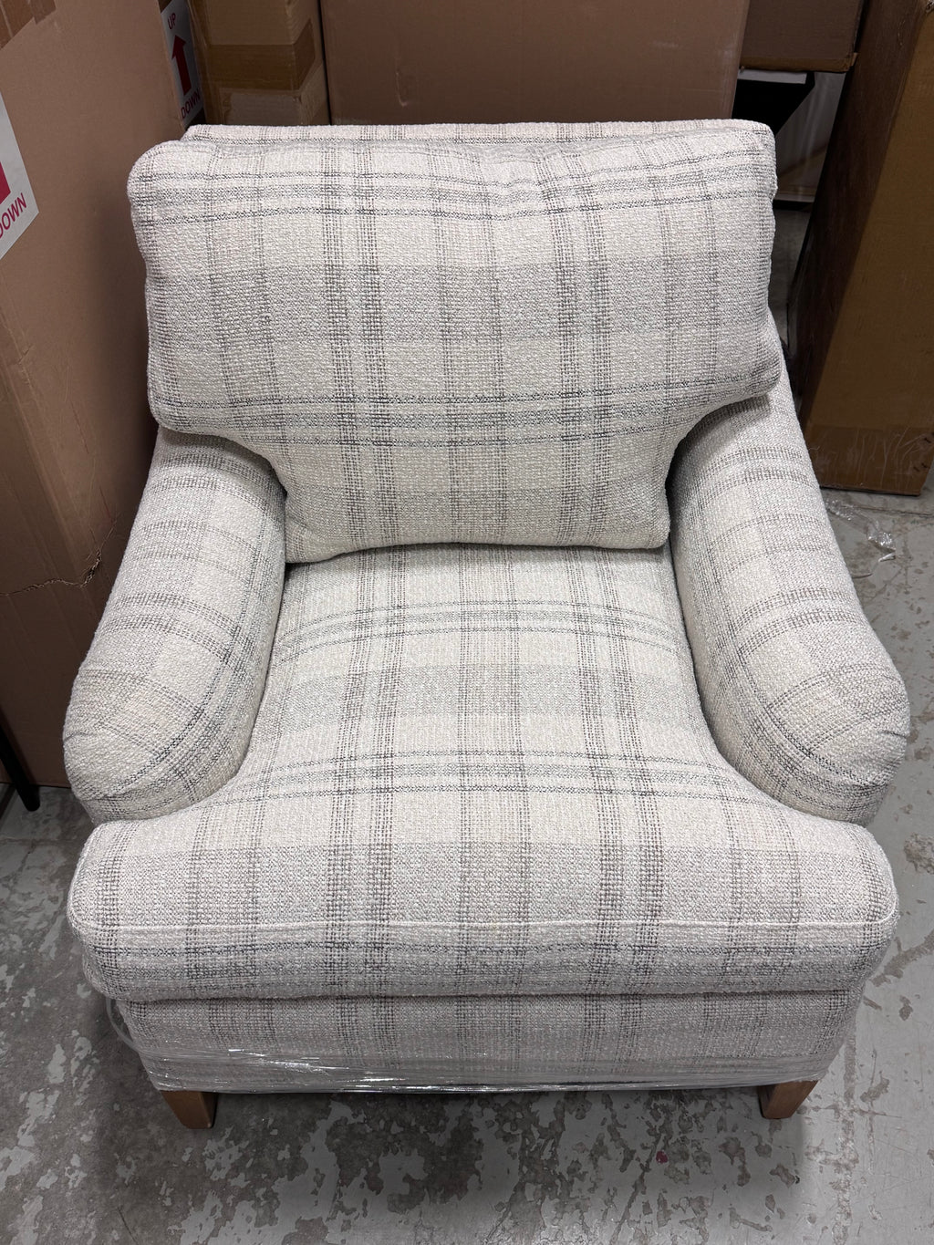 Plaid upholstered armchair rental