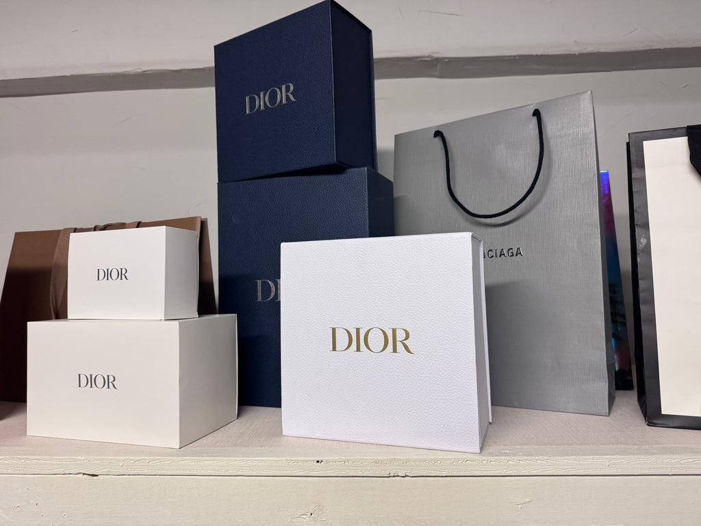 Designer bags and boxes for closet styling rental