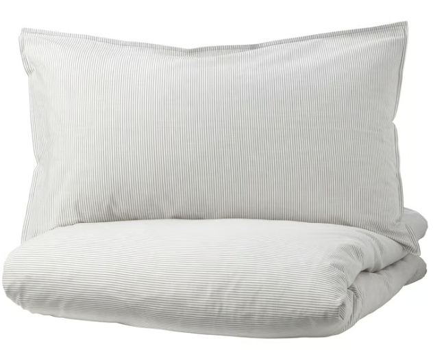 Grey Striped Twin Bedding Bundle Rental